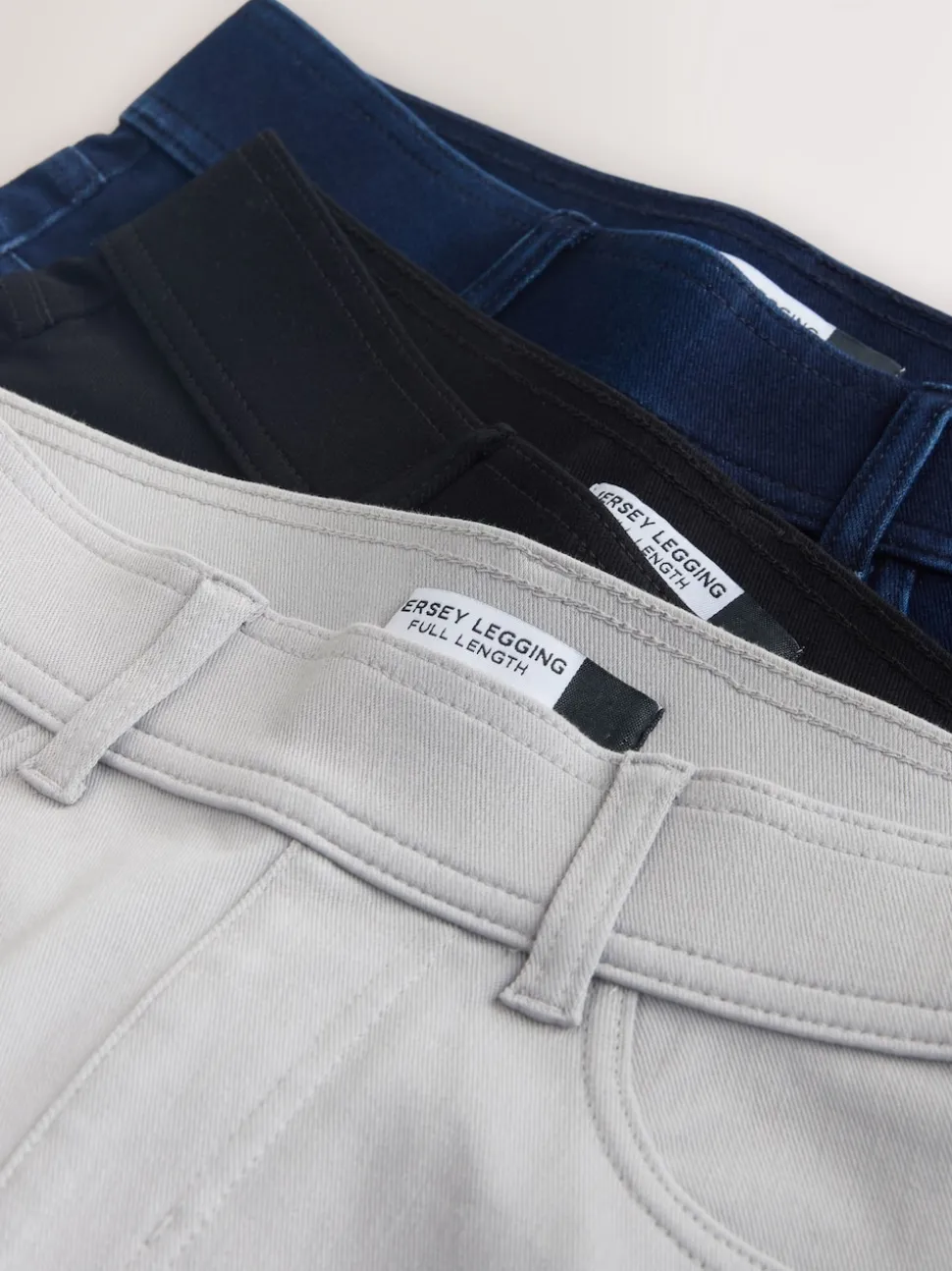 Noir/bleu rincé/gris - Jersey pleine longueur Denim Leggings 3 Lot