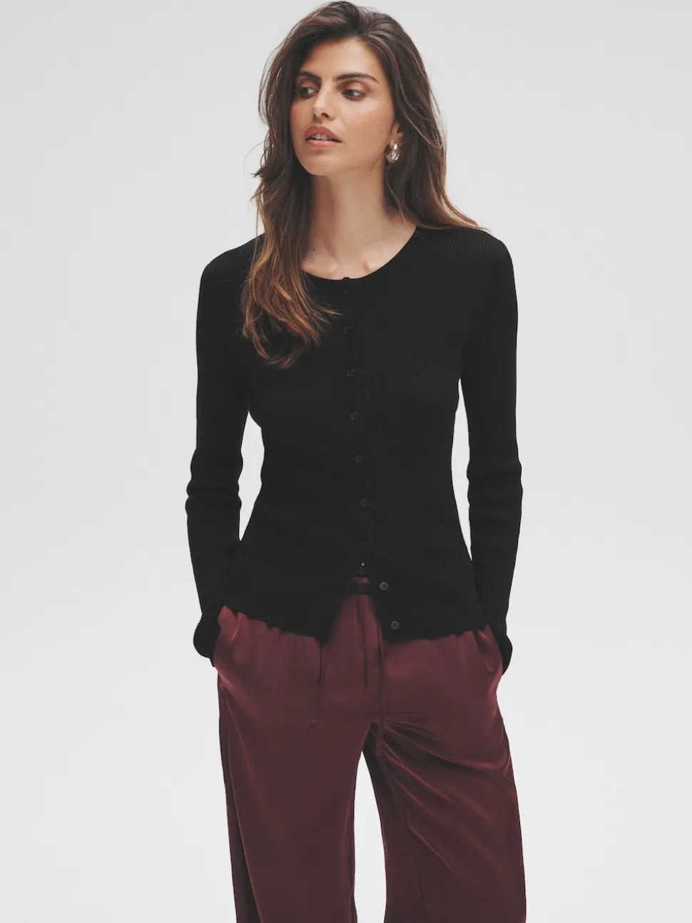 Noir/Brun - The Set lot de 2 cardigans en maille côtelée