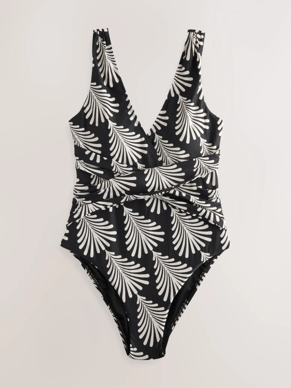 Noir/Cream Fan Imprimé - Maillot de bain gainant pigeonnant
