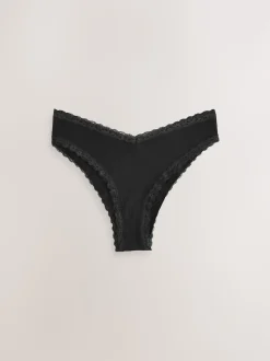 Noir/Crème - Lot de 4 culottes en coton et dentelle