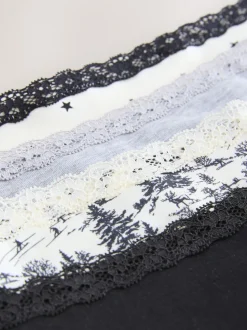 Noir/Crème - Lot de 4 culottes en coton et dentelle