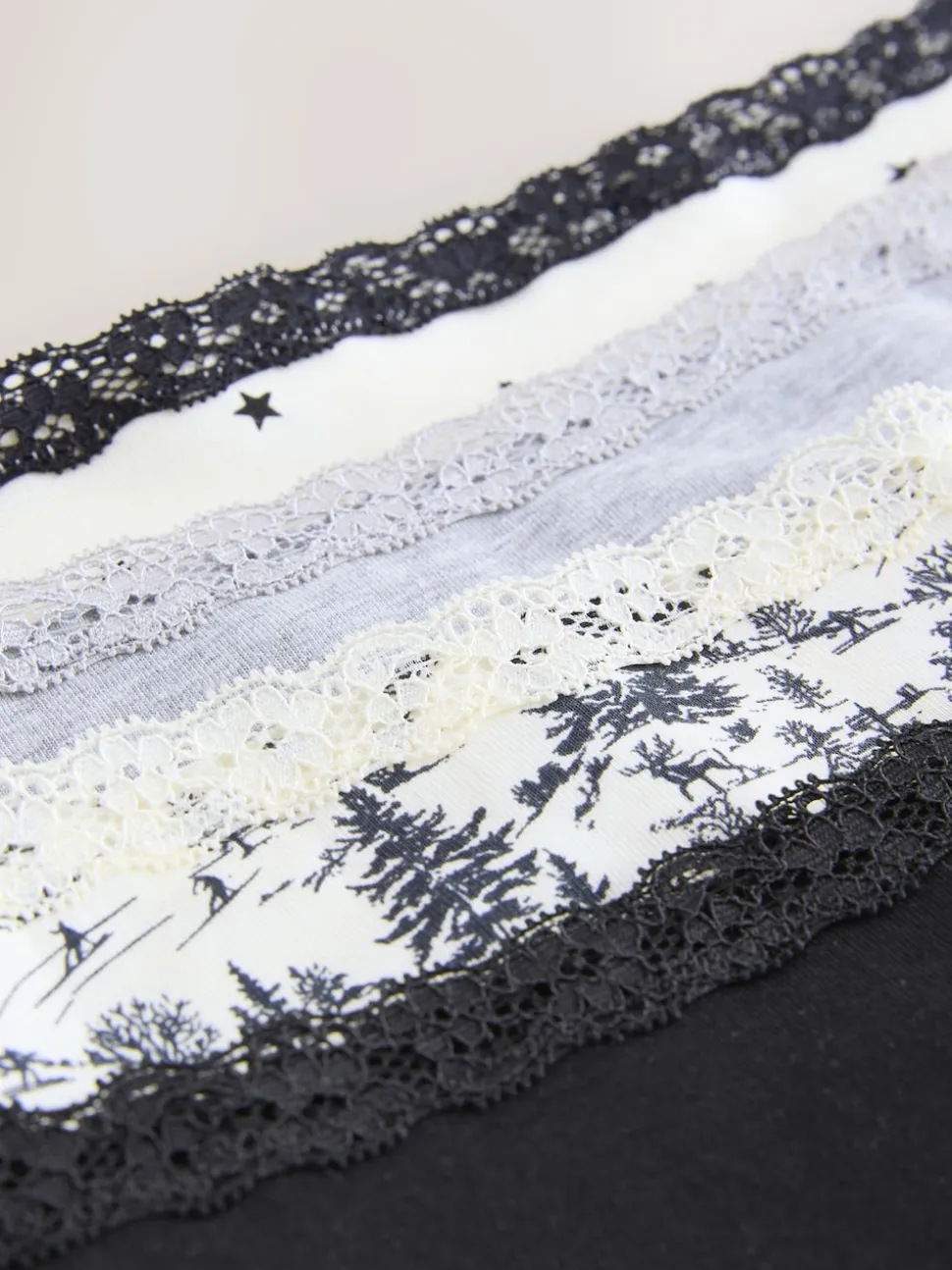 Noir/Crème - Lot de 4 culottes en coton et dentelle
