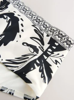 Noir/Crème Palmier - Bas de bikini Imprimé