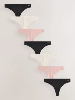 Noir/crème/rose - Lot de 7 culottes en coton Mélange sans VPL