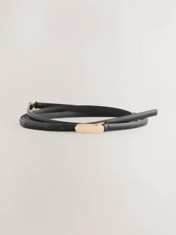 Noir/doré - Ceinture en PU double enveloppe