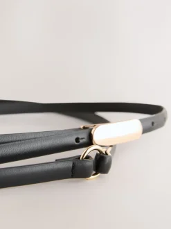 Noir/doré - Ceinture en PU double enveloppe