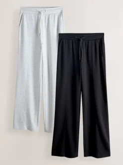 Noir/Gris - Joggings jambe large en jersey 2 Pack