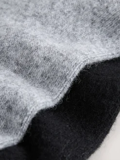 Noir/Gris - Lot de 2 paires de chaussettes en laine mérinos