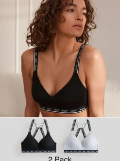 Noir/Gris - Lot de 2 soutiens-gorge rembourrés sans armatures en coton Ultimate Comfort