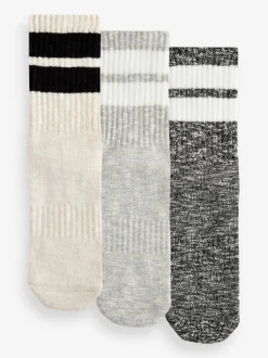 Noir/Gris - Rayure Cushion Sole Ribbed Sport Ankle Socks 3 Lot With Arch Support