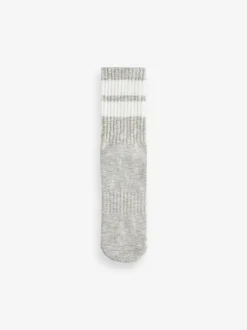 Noir/Gris - Rayure Cushion Sole Ribbed Sport Ankle Socks 3 Lot With Arch Support