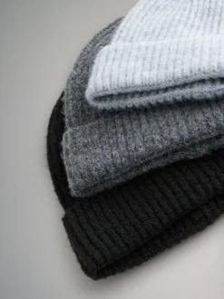 Noir/gris chiné/gris anthracite - The Set lot de 3 bonnets