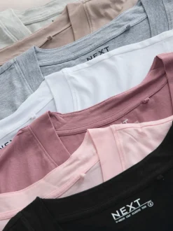 Noir/gris/rose - Lot de 7 T-shirts à mancherons
