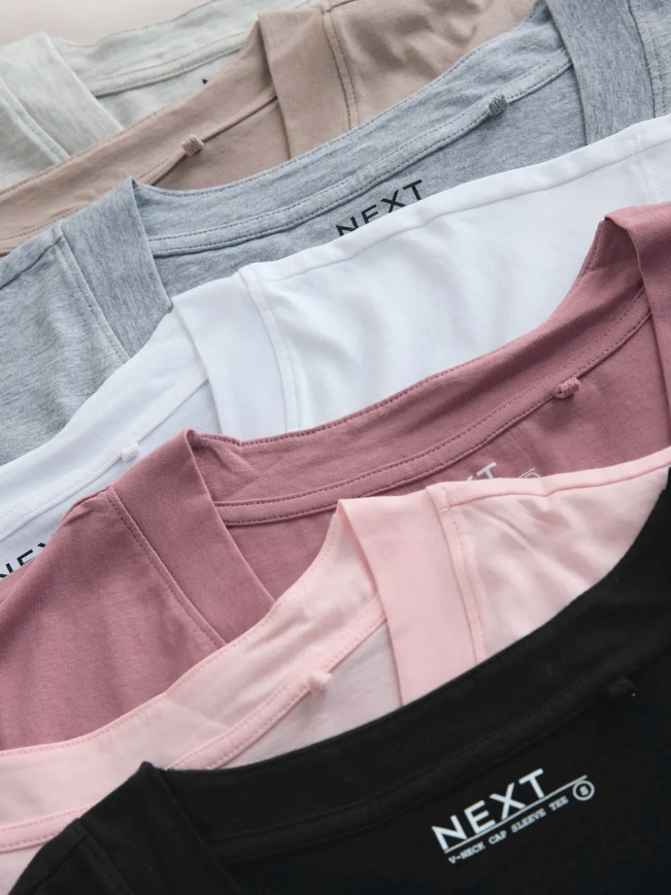 Noir/gris/rose - Lot de 7 T-shirts à mancherons