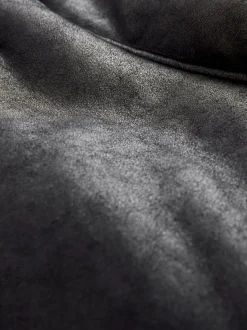Noir/Marron Chocolat - Veste aviateur raccourcie en faux shearling