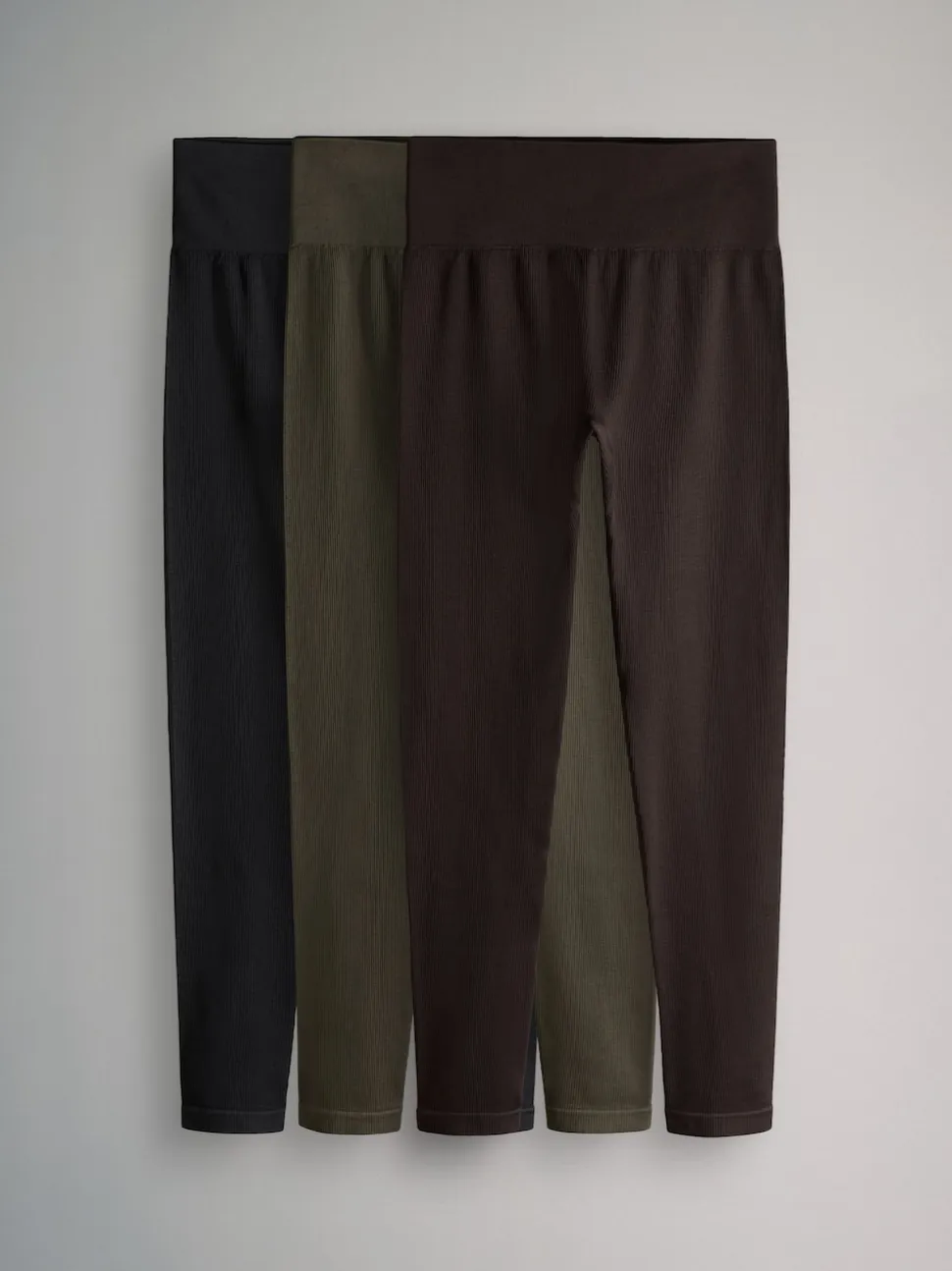 Noir/Marron Chocolat/Kaki - The Set lot de 3 leggings côtelés actifs