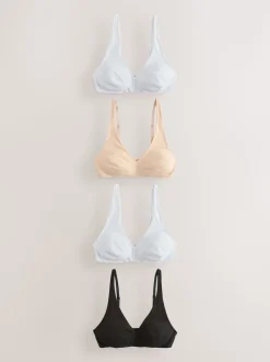 Noir/Noir/Blanc/Praline Nude - Lot de 4 soutiens-gorge en coton