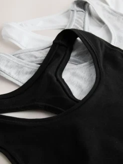 Noir/Noir/Gris/Blanc - Lot de 4 soutiens-gorge courts à logo en Coton Ultimate Comfort