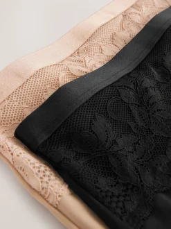 Noir/Nu - Culotte amincissante légère à taille haute en dentelle 2 Pack