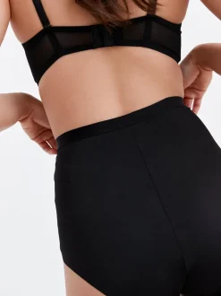 Noir/Nu - Culotte amincissante légère à taille haute en dentelle 2 Pack