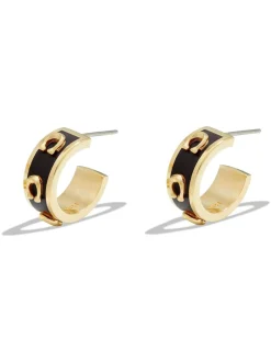 Noir/Or - Boucles d’oreilles COACH ton Signature en émail