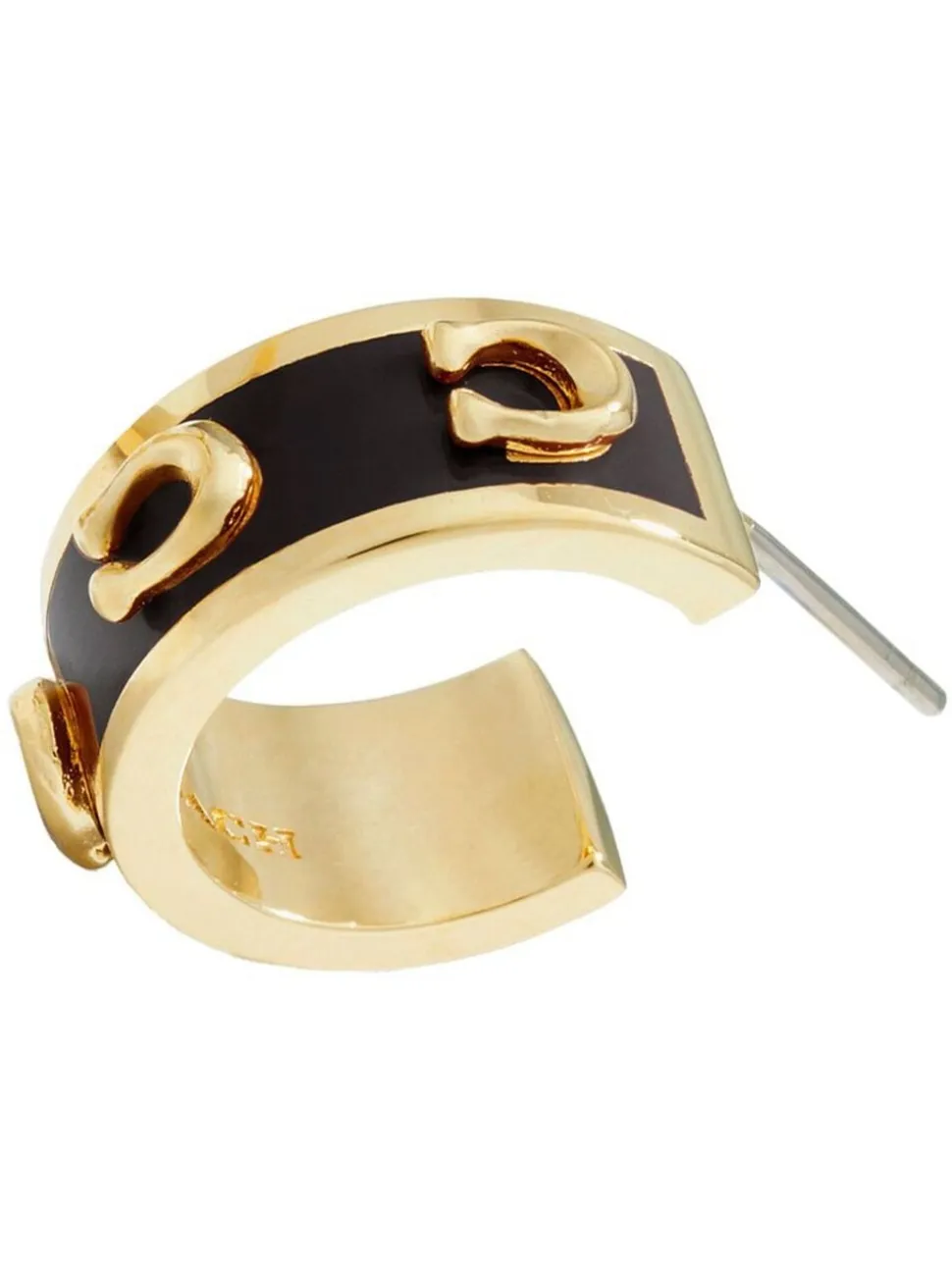 Noir/Or - Boucles d’oreilles COACH ton Signature en émail