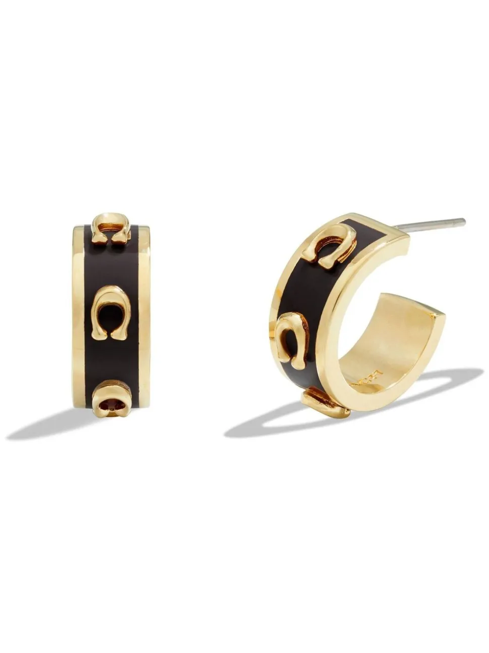 Noir/Or - Boucles d’oreilles COACH ton Signature en émail