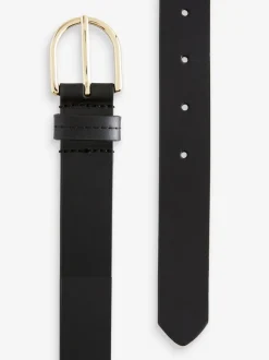 Noir/Or - Ceintures de cuir régulières
