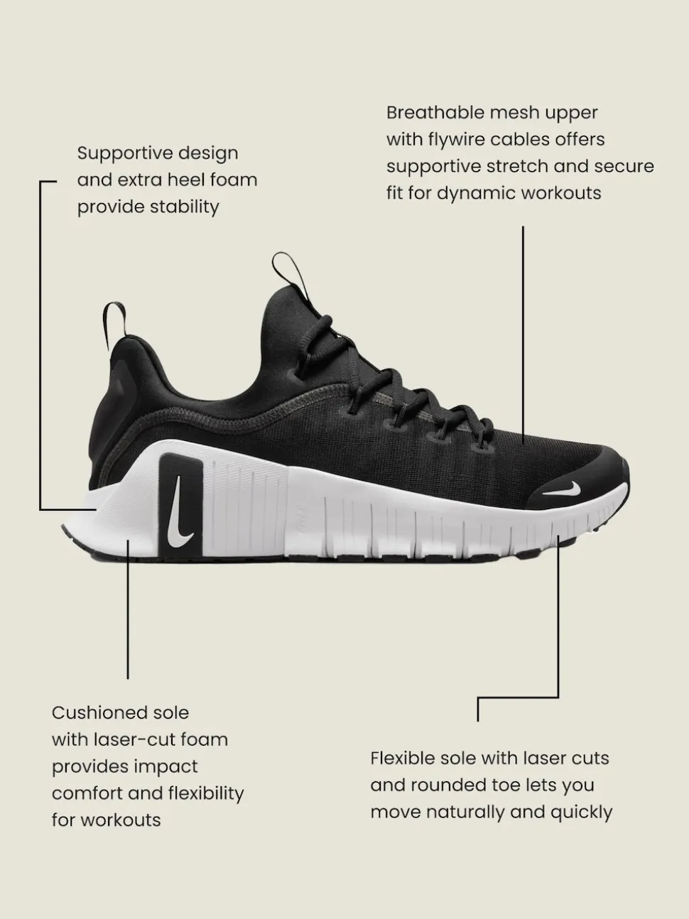 Noir/Pourpre - Nike Free Metcon 6 Training Trainers