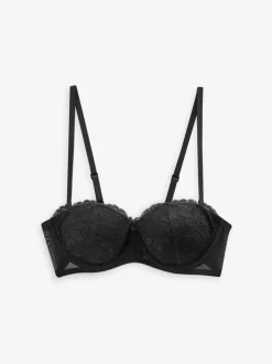 Noir/Praline Nude - Lot de 2 Soutiens-gorge multipositions sans bretelles à dentelle légère A-E