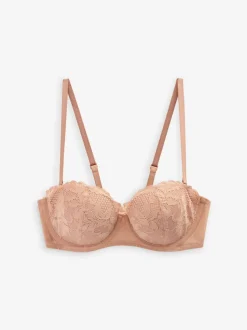 Noir/Praline Nude - Lot de 2 Soutiens-gorge multipositions sans bretelles à dentelle légère A-E