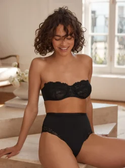 Noir/Praline Nude - Lot de 2 soutiens-gorge multipositions sans bretelles en dentelle non rembourrée
