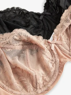 Noir/Praline Nude - Soutien-gorge en dentelle DD+ 2 Pack
