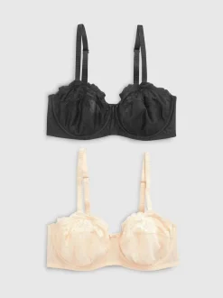 Noir/Praline Nude - Soutien-gorge sans bretelles DD+ sans coussinets 2 Pack