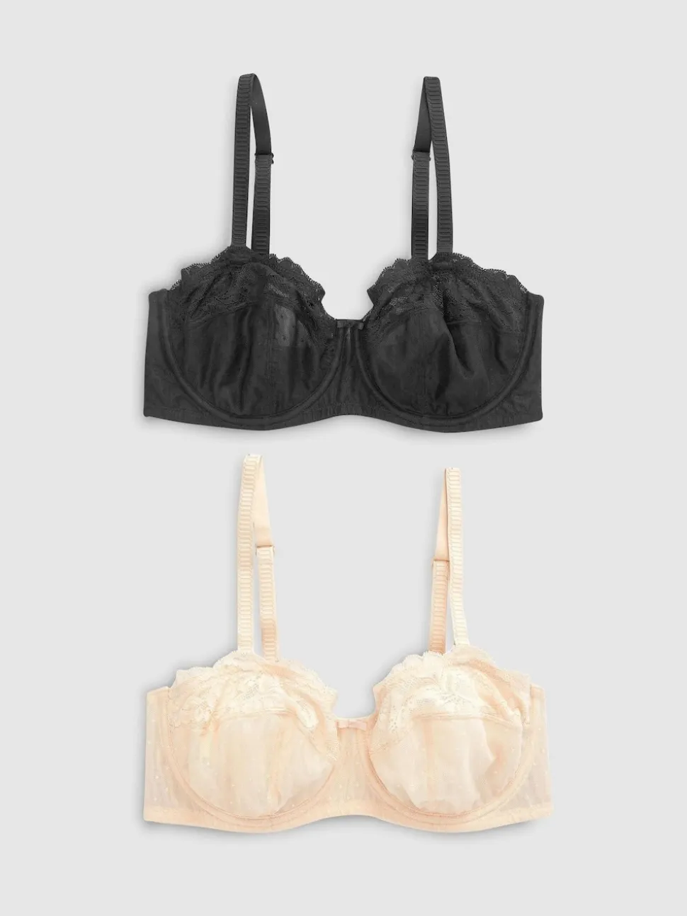 Noir/Praline Nude - Soutien-gorge sans bretelles DD+ sans coussinets 2 Pack