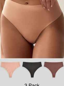 Noir/praline nude/chocolat nude - Lot 3 culottes invisibles et confortables
