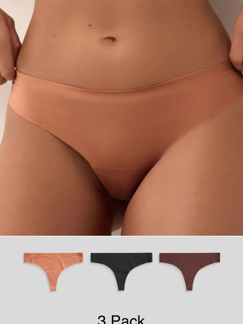 Noir/praline nude/chocolat nude - Lot 3 culottes invisibles et confortables