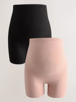 Noir/Rose - Lot de 2 culottes courtes de grossesse