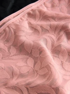 Noir/Rose - Lot de 2 culottes mi-longues en dentelle