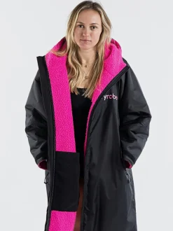Noir/Rose - Manteaux à langer desdryrobes ornée de manches longues pour adulte