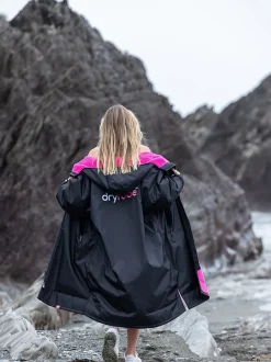 Noir/Rose - Manteaux à langer desdryrobes ornée de manches longues pour adulte