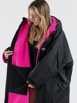 Noir/Rose - Manteaux à langer desdryrobes ornée de manches longues pour adulte