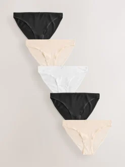 Noir/Rose pâle Nude/Blanc - Culotte en coton riche 5 Pack