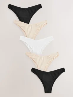 Noir/Rose pâle Nude/Blanc - Culotte en coton riche 5 Pack