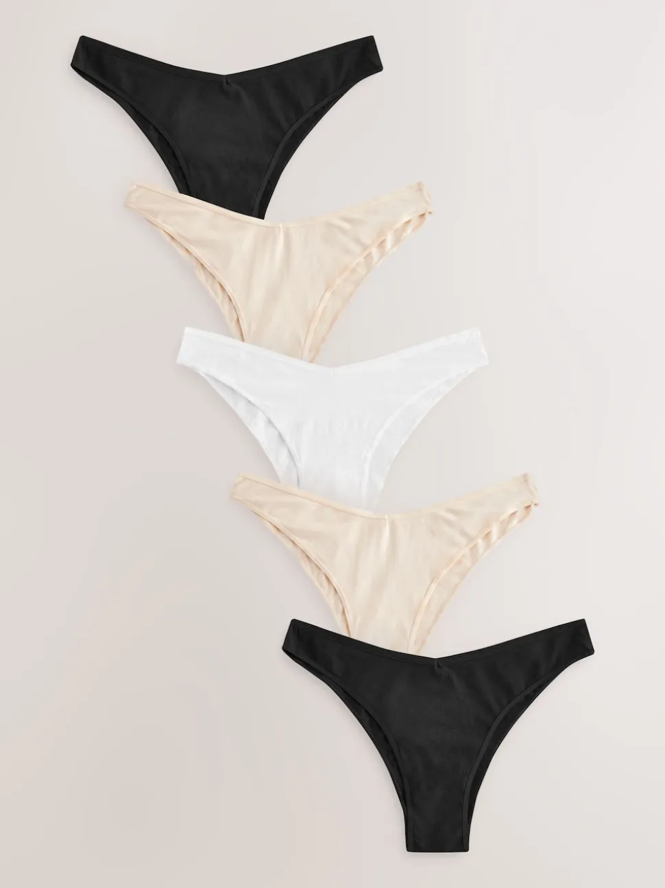 Noir/Rose pâle Nude/Blanc - Culotte en coton riche 5 Pack