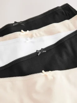 Noir/Rose pâle Nude/Blanc - Culotte en coton riche 5 Pack