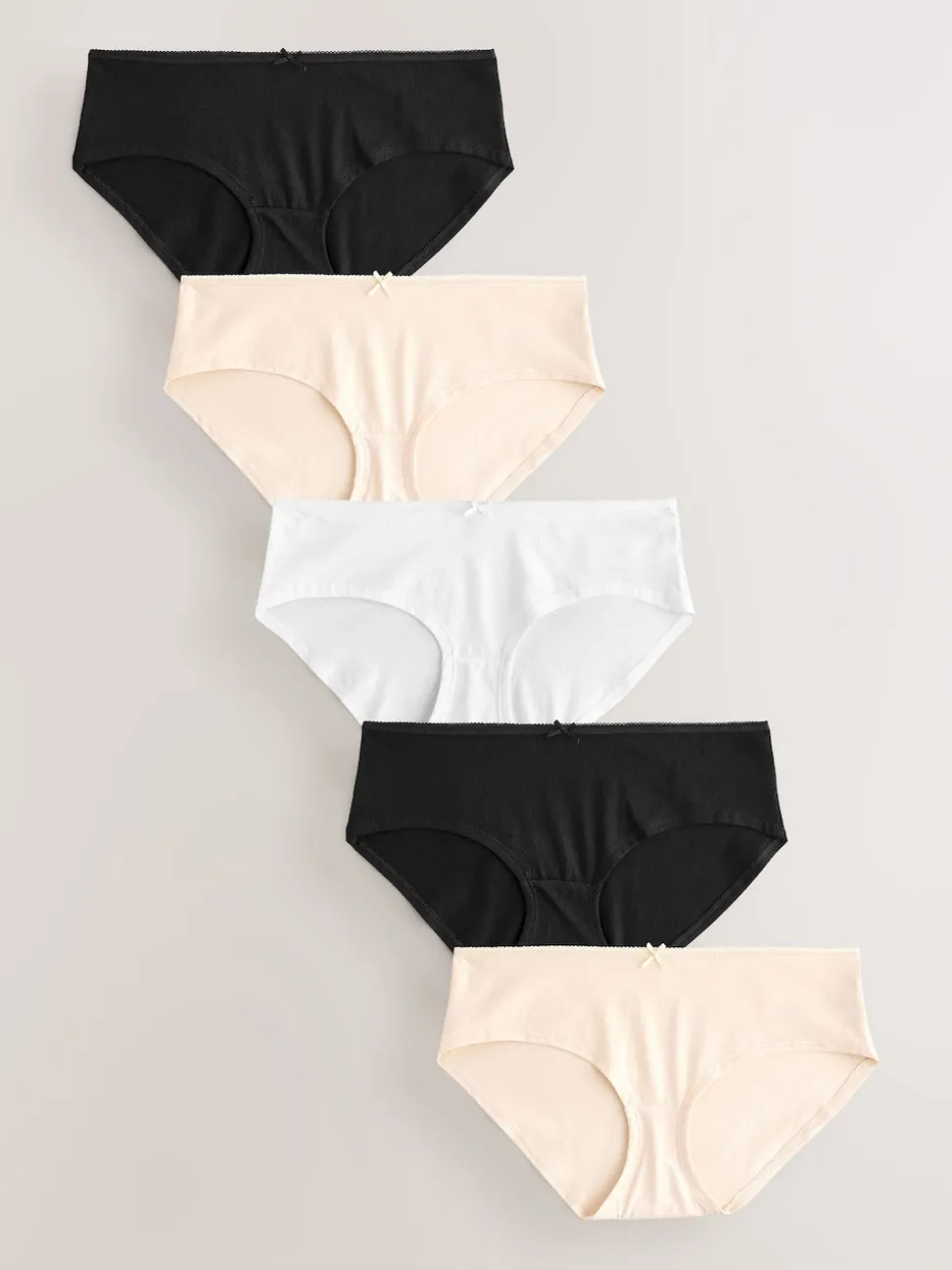 Noir/Rose pâle Nude/Blanc - Culotte en coton riche 5 Pack