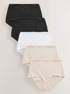 Noir/Rose pâle Nude/Blanc - Culotte en coton riche 5 Pack