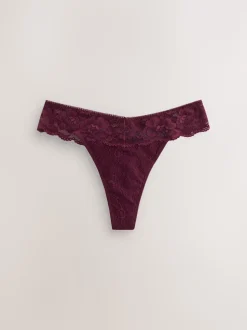 noir/rouge baie - String All Over Dentelle Light Flow Period Slips 2 Lot