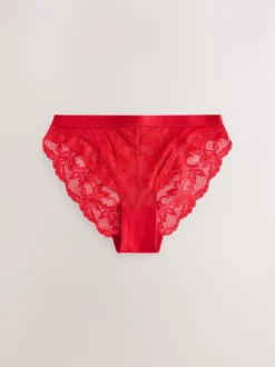 Noir/Rouge/Crème - Lot de 3 slips en dentelle